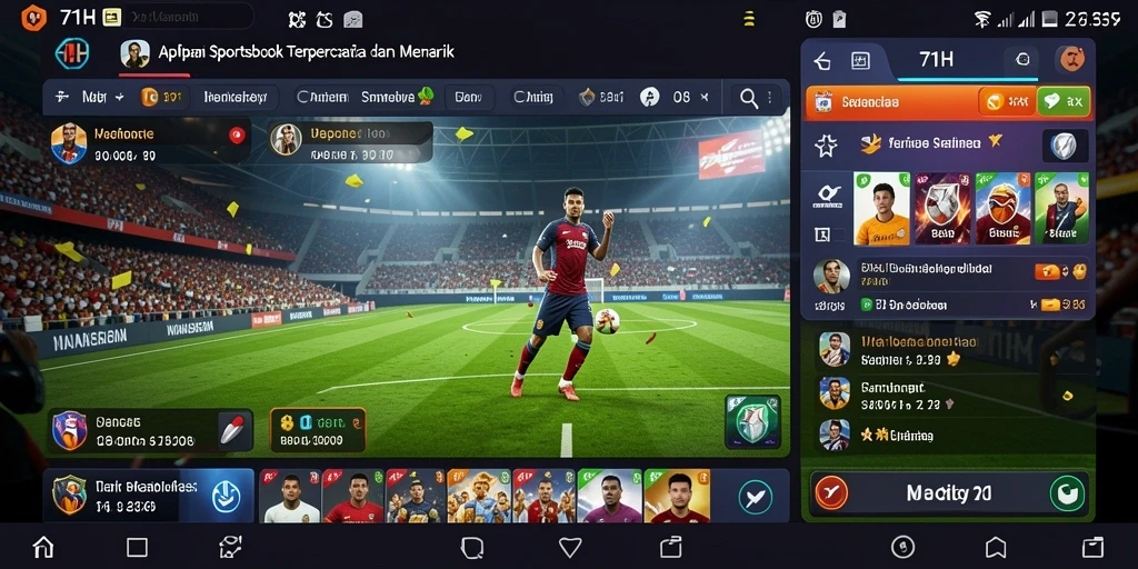 Tampilan menarik aplikasi 71H saat taruhan olahraga.