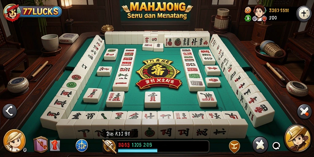 Tampilan gameplay Mahjong seru di 77LUCKS.