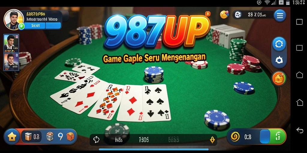 Screenshot gameplay 987UP yang menunjukkan serunya bermain Gaple.