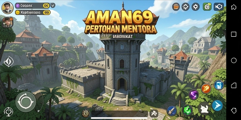 Tangkapan layar AMAN69 menunjukkan aksi menara dalam pertahanan melawan gelombang musuh.