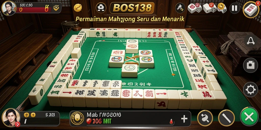 Tampilan gameplay BOS138 yang mendebarkan dengan ubin Mahjong yang berwarna-warni.