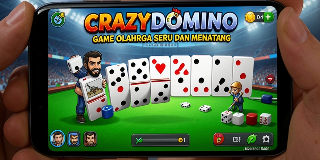 Tangkapan layar utama <strong>CRAZYDOMINO</strong> memperlihatkan momen seru dalam permainan olahraga.