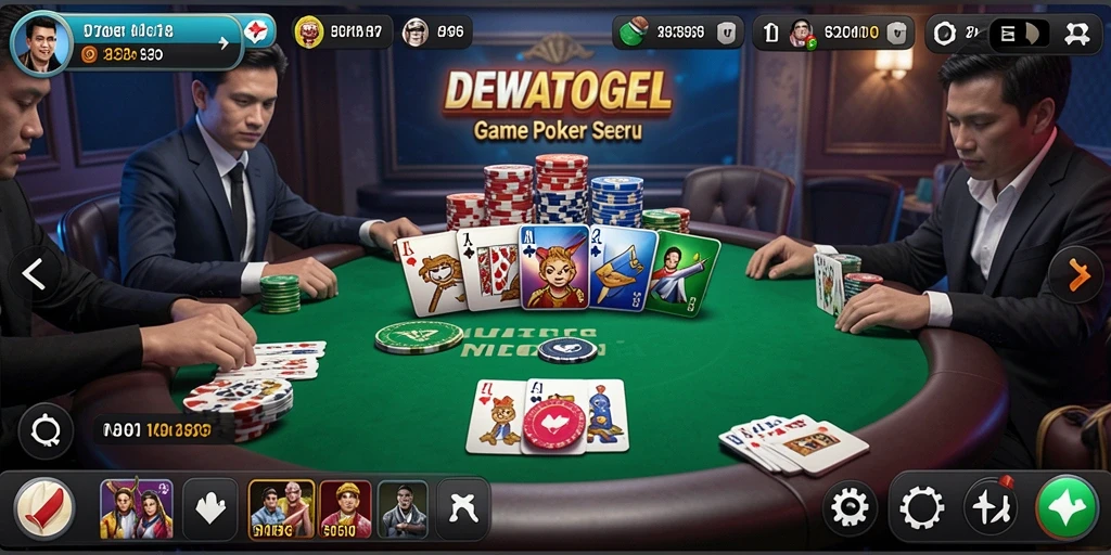 Tampilan gameplay poker di DEWATOGEL yang menantang dan seru.