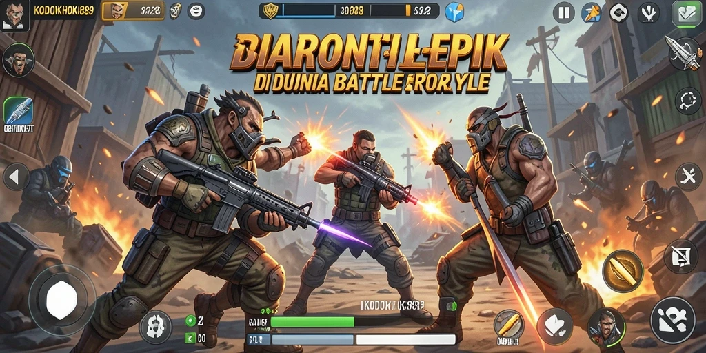 Screenshot gameplay KODOKHOKI889 dengan pertarungan Battle Royale yang intens.