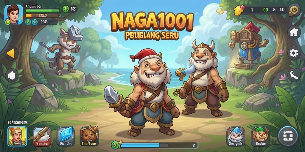 Screenshot gameplay NAGA1001 menampilkan aksi seru karakter dalam mode Idle.