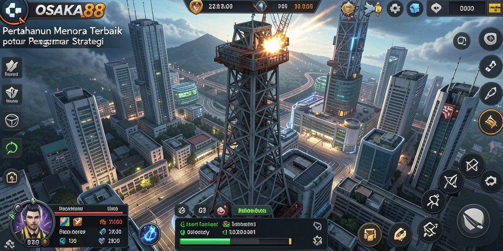 Tampilan gameplay OSAKA88 yang epik dalam pertahanan menara.